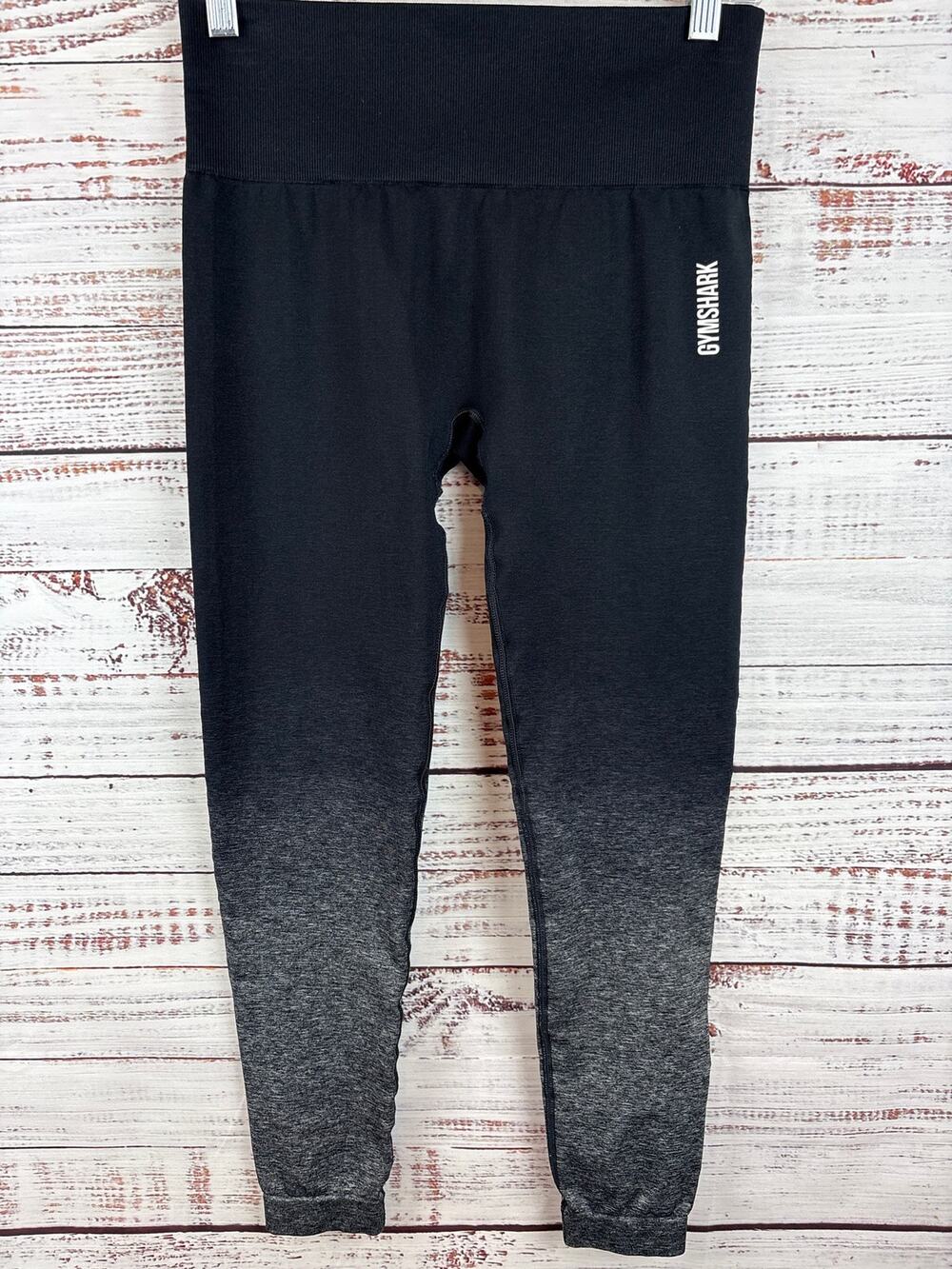Gymshark Black Gray Ombre Activewear Leggings Womens Size M Seamless Compression